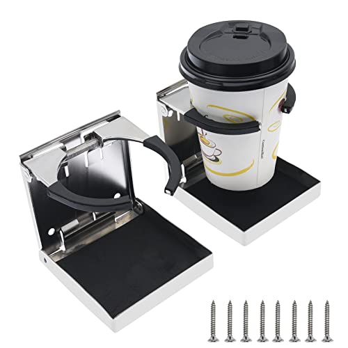 Geloo 2 Stk Edelstahl verstellbare Klappe Tasse Trinkhalter Marine Boot LKW RV Set Boot Zubehör
