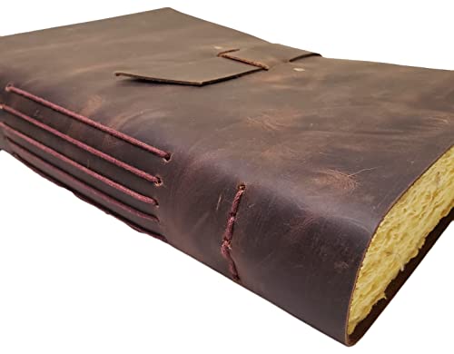 Grand journal de bord en cuir rustique avec 320 pages blanches - 6
