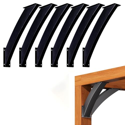 Kit de soportes para pérgolas para estructuras de madera, soporte resistente de ángulo de 45°, brida angular de refuerzo interior para casas en los árboles, cabañas y patios (paquete de 6 piezas) miniatura 1
