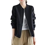 [Celetree] 5カラー アウター ジャケット レディース ジップアップ トレーナー 長袖 無地 カジュアル 秋 春 M～3XL (JP, アルファベット, 3XL, ブラック)