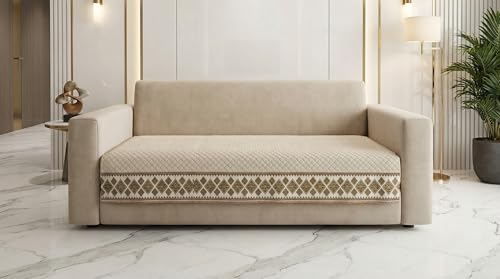 Image of Velvet Quilted Sofa Cover Mat Seat & Back, L Shape 4+3, Main L90in Chaise L69in H32in, White Color,Anti Skid Backing, 6in Hanging Strap Design, Washable Sof, Style -White-L43