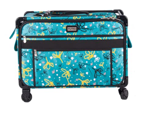 Tutto Large Turquoise Yellow Daisies Trolley Machine on Wheels Case/Carrier