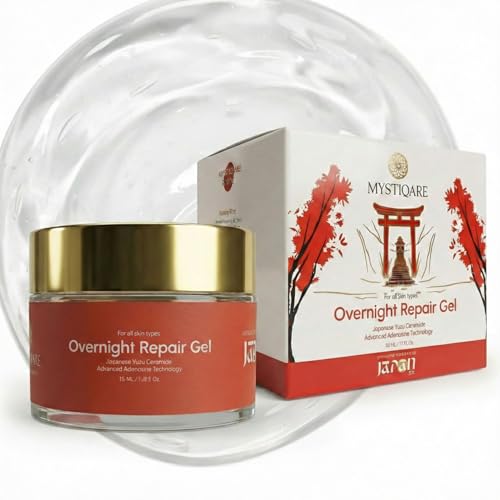 Overnight Repair Gel | Japanese Skincare | Night Cream for Women with Yuzu Ceramide and Niacinamide | Reduces Fine Line & Wrinkles | 15ml
