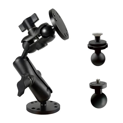 Image of Fish Finder Mount, Aluminum Arm Extension, T-Bolt Attachment for Track Systems, B Size Ball Mount Compatible with RAM, Double AMPS Round Plate for GPS /Boats /Industry