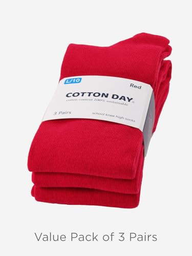 Image of COTTON DAY Kids Girls Unisex Knee High School Dress Socks Seamless Toe 3 Pack Black White Gray Navy Blue