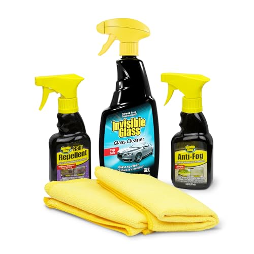 Invisible Glass 99016 5-Piece Windshield Glass Treatment Kit Includes Anti-Fog for Interior, Rain Repellent for Exterior, Premium Spray Glass Cleaner, and (2) Microfiber Cleaning Cloths