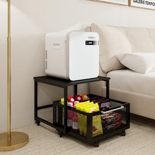 PUNCIA 19.7" x19.7" Mini Fridge Stand with Storage Fridge Cart, Black by PUNCIA - Used condition - Image 8