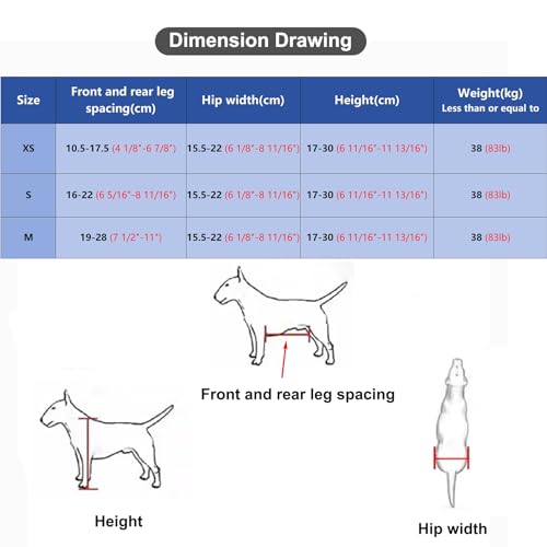 UrbanUp Hunderollstuhl Leichter, Verstellbarer Haustierwagen, Gehhilfe für Kleine und Mittelgroße Hunde für Corgis, Französische Bulldoggen, Rollstuhl für Behinderte/Verletzte Katzen(Size XS)