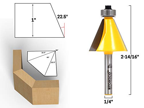 Image of YONICO Router Bits Bevel Edge Forming 22.5 Degree 1 /4-Inch Shank 13913q