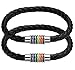 Nanafast Stainless Steel Magnetic Rainbow Lesbian LGBT Pride Braided Bracelet Leather Weave Plaited Jewelry 2 Pack 7.48 Inches (Lesbian/Female)