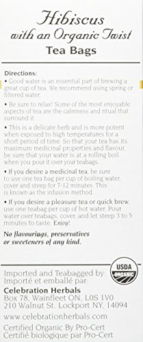 Celebration Herbals Hibiscus Organic Twist 24 Bag, 0.02 Pound #TOP1