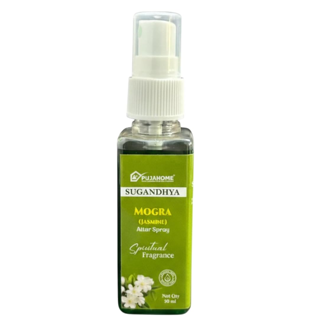 Pujahome Mogra Spray 50ml | Perfume Spray for Pooja Purpose | Non Alcoholic | Religious Mist | Air Freshener, Room Mist (...
