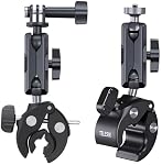 TELESIN Camera Clamp Mount Handlebar, Dual 360 Ball Head Gripper Go pro Bike Mounts Motorcycle Accessories for DJI Osmo Pocket 4 3/ DJI Action 6/Action 5 Pro/Osmo Nano/Hero 13 12 11 10 9/Insta360 X5