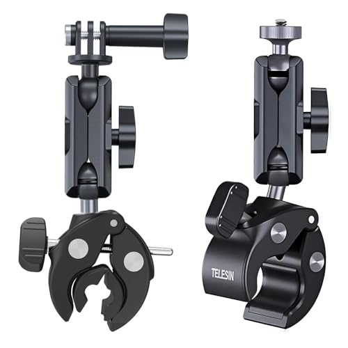 TELESIN Camera Clamp Mount Bike Motorcycle Handlebar Mounts Accessories,360 Ball Joint Tube…