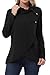 KILIG Womens Long Sleeve Button Cowl Neck Casual Knitted Pullover Sweaters(Black,L)