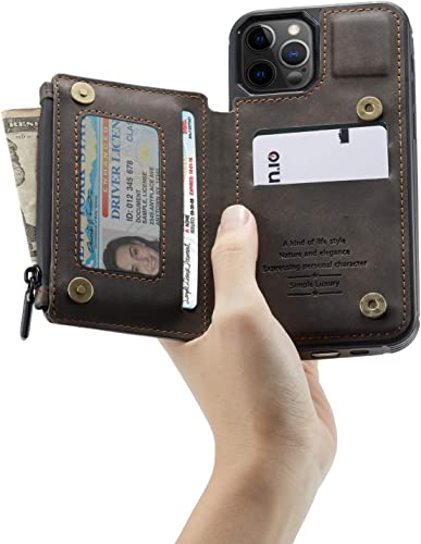 Coque iPhone 12 Pro avec porte-carte en cuir marron idéale pour voyager léger