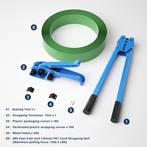 Vteilas STRAPPING KIT WITH 885 FEET Banding Strapping Kit Pallet Packaging Strapping Tool thumb #1