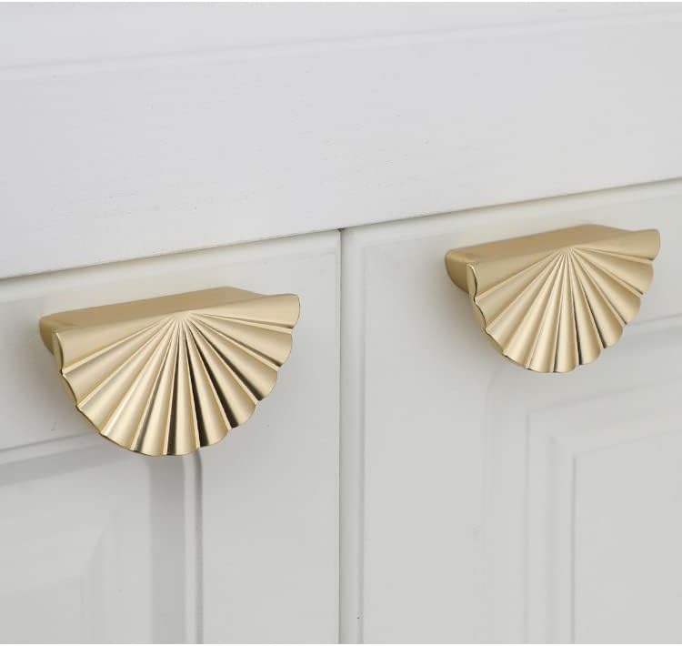 Crapyt Manijas de muebles en forma de semiabanico en oro cepillado para cajón, armario, puerta con tornillos de montaje en baño, muebles de salón,