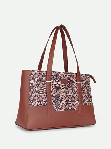 Image of ZOUK Handcrafted Vegan Leather Travel Tote Bag for Women with Multiple Compartments | Spacious Water-Resistant Shoulder Bag for Travel, Vacation, Day Trips |