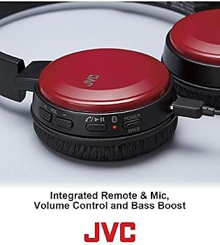 Ear Headphones Mic Remote Red 