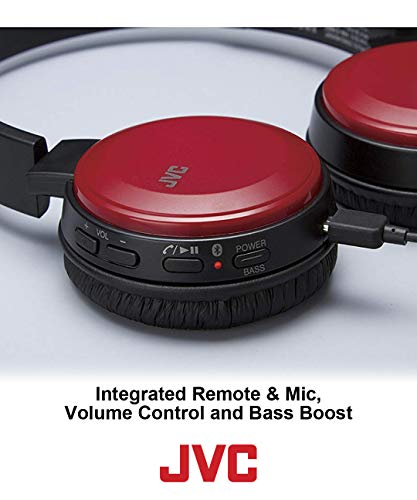 Jvc Wireless Lightweight Flat Foldable On Ear Bluetooth Wireless Headband With Mic, Red (Has190Btr) #TOP2