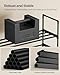 SONGMICS Shoe Rack, 3-Tier Shoe Organizer, Metal Storage Shelf, Upright or Upside Down, for 20-24 Pairs, Stackable, for Entryway, 11.8 x 46.1 x 21.7 Inches, Black ULSA033B01