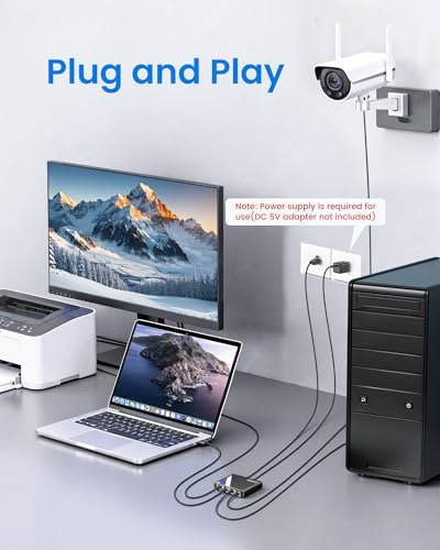 NEWCARE Gigabit Ethernet Splitter 1 to 4 with 3.3ft LAN Cable, 1000Mbps High Speed 1 in 4 Out RJ45 Multi Port Internet Splitter for Cat5e/6/7/8, 4 Devices Simultaneously Networking, Plug & Play