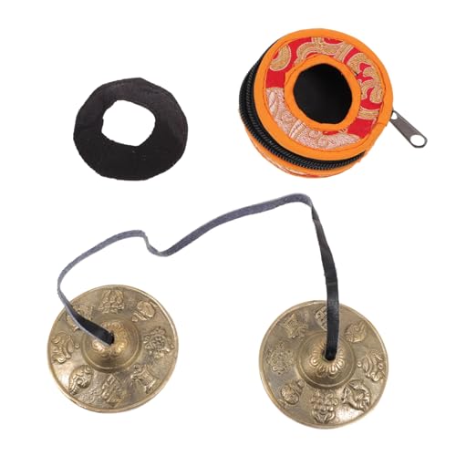 Yardwe 1Pc Brass Meditation Cymbal Bell with Storage Bag Lightweight Yoga Chime for Meditation Prayer and Healing for Mindfulness and Relaxation