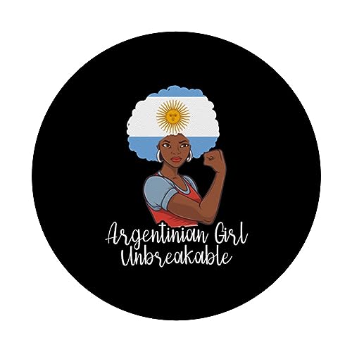 Argentinian Girl Unbreakable Argentina Roots Heritage PopSockets Swappable PopGrip, Black - Image 3