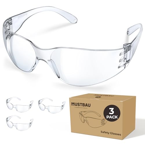 Mustbau 3 Pack Occhiali di Sicurezza EN166