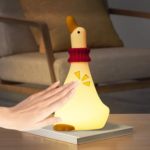 Ente Nachtlicht, Silikon Enten Lampe Dimmbares Kinderzimmer Nachtlicht Touch-Steuerung Tragbar Wiederaufladbar Dimmbar Lamp mit 30 Minuten Timer Geschenke Jungen Mädchen (B) (Ente Nachtlicht)