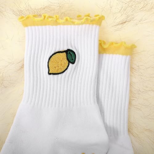 Image of Jeyiour Summer Cute Pilates Socks Women Bow Nonslip Ruffle Yoga Socks with Grip Barre Pilates Gift for Work Dance Fitness