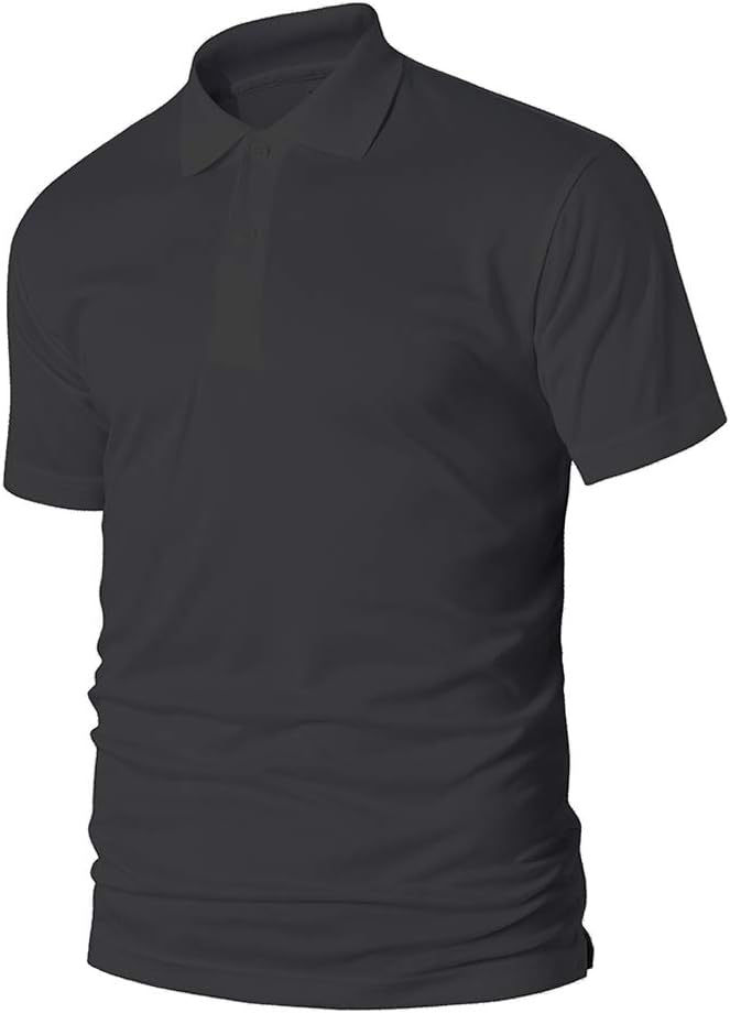 FOURSTEEDS Mens Sport Wear Front Button Polo Shorts Sleeve Sport Wick Solid Shirts