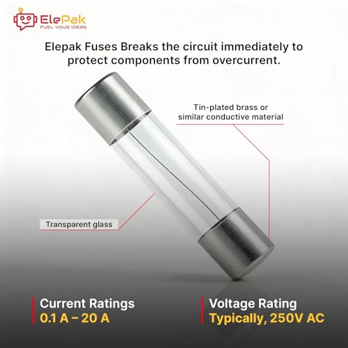 Image of 6x30mm Glass Tube Fast Blow Fuse, 60 Pcs, 0.1A to 20A, 250V AC