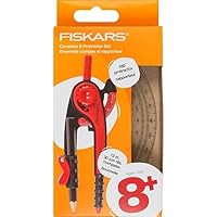 Fiskars Plastic Compass and Protractor Set - Math Geometry Set for Kids 8+ - Back to School Supplies - Includes Pencil - Color May Vary