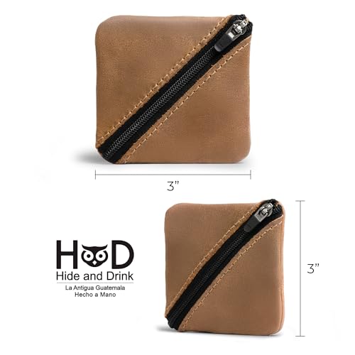 Image of Hide & Drink, Slash Zippered Pouch, Change Holder, and Storage for Pocket and Purse Organization with Zipper, Full Grain Leather, Handmade (Single Malt Mahogany)