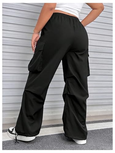 OYOANGLE Women's Cargo Pants Elastic Waist Flap Pocket Ruched Y2K Parachute Trousers Workout Joggers3