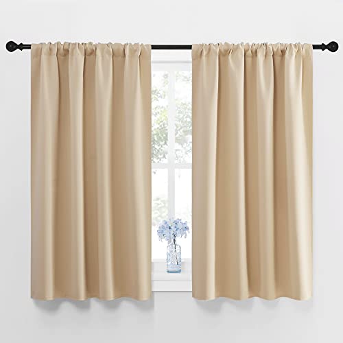 NICETOWN Blackout Room Darkening Curtains - Home Decoration Light & Noise Reducing Thermal Insulated Window Draperies with Rod Pocket Top (Biscotti Be
