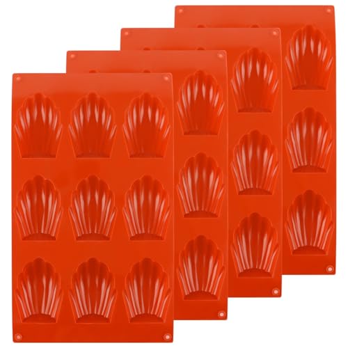 MUXHEL 4 Pièces Moule Madeleine Silicone, Antiadhésifs Moule à Madeleine, 9 Cavités Moule...