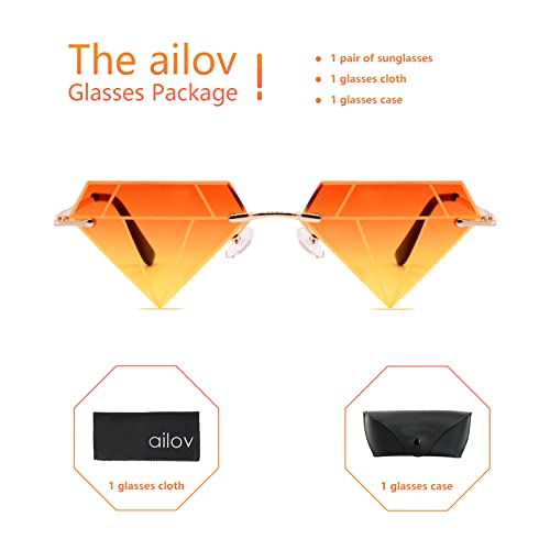 Unique Diamond Rimless Trendy Sunglasses for Men Women UV400 Funky Harry Fashion Glasses4