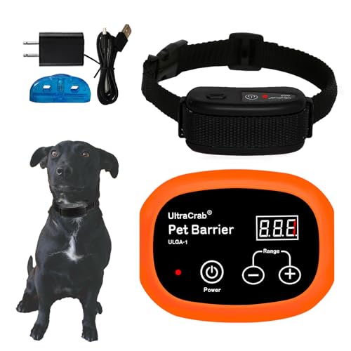 UltraCrab Indoor Pet Barrier for Dogs, Wireless Indoor Electric Fence, Pet Gate, Keeps Areas Off Limits, Dog Fence Waterproof/Rechargeable Training Collar (1 Dogs System)
