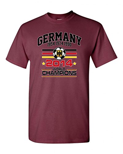 Deutschland Germany World Soccer Champions 2014 Sports DT Adult T-Shirt Tee (Small, Maroon)