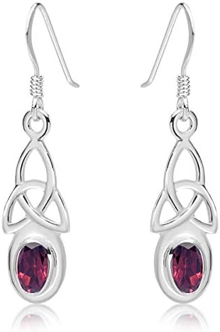 DTPsilver® 925 Sterling Silver Drop/Dangle Hooks Earrings - Trinity Knot - Celtic Collection - Various Natural Gemstones