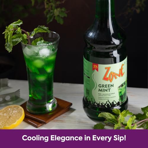 Image of Zone Flavoured Syrups 1000ml - Premium Cafe-Style Syrups for Mocktails, Cocktails, Milkshakes, Coffees, Iced Teas, Sodas & Desserts | Perfect for Home Use, Small Cafes, Bars & Gifting (Green Mint)