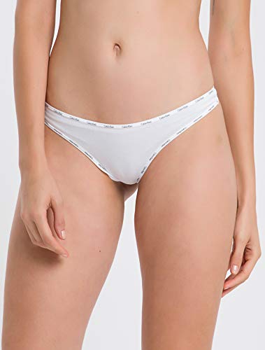 Kit com 3 Calcinhas Fio Dental, Calvin Klein, Feminino, Branco/Preto/Mescla, P