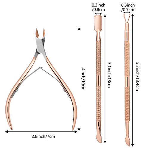Jolintek Nagelhautentferner Set, 3pcs Nagelhautzange mit Nagelhautschieber, Edelstahl Nagelzangen Set Maniküre und… – Bild 3