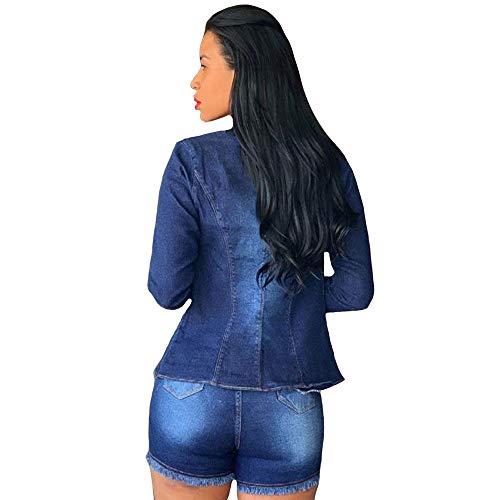 Blazer Jeans Com Licra Feminino Slim