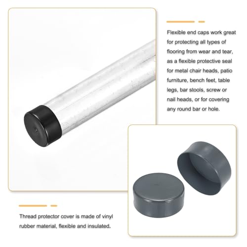 Image of uxcell 2pcs Rubber End Caps 140mm(5 1 /2 Inch) ID x 80mm(3 1 /8 Inch) H Vinyl Round Tube Bolt Cap Cover Screw Thread Protectors Dark Grey