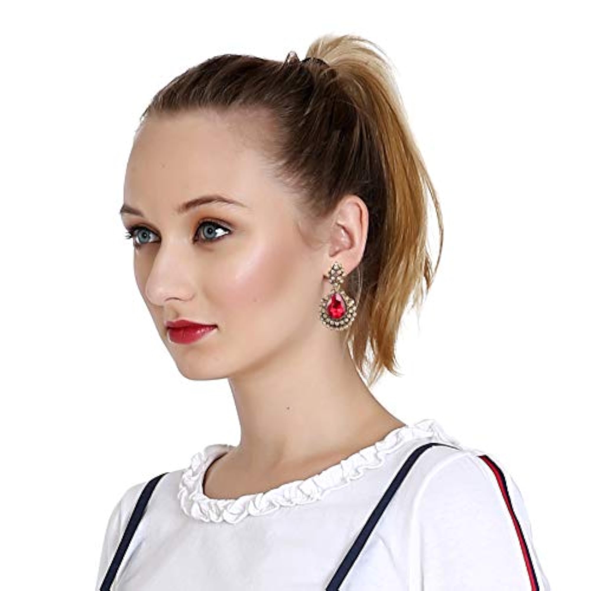 Elegant Vintage Red Rhinestone Dangle Earrings for Women