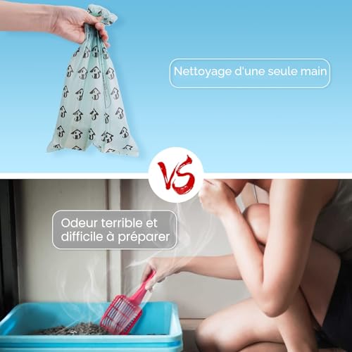 MYPIN Pelle à Litière pour Chat avec Support, Poubelle à Litière pour Chat avec 120 Sacs, Ramasse Crotte Chat de Grande Capacité – vue 7